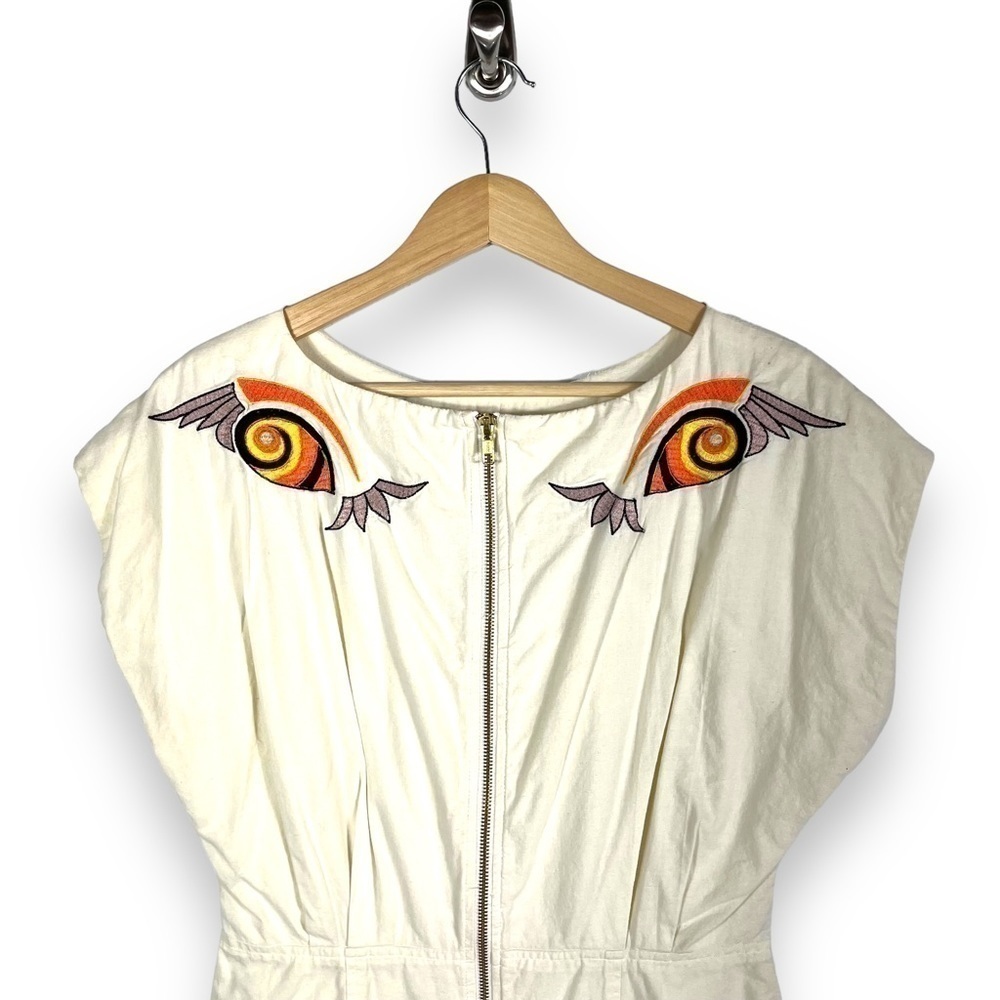 French Connection Cream Mini Dress with Vibrant Embroidery - Picture 10 of 12